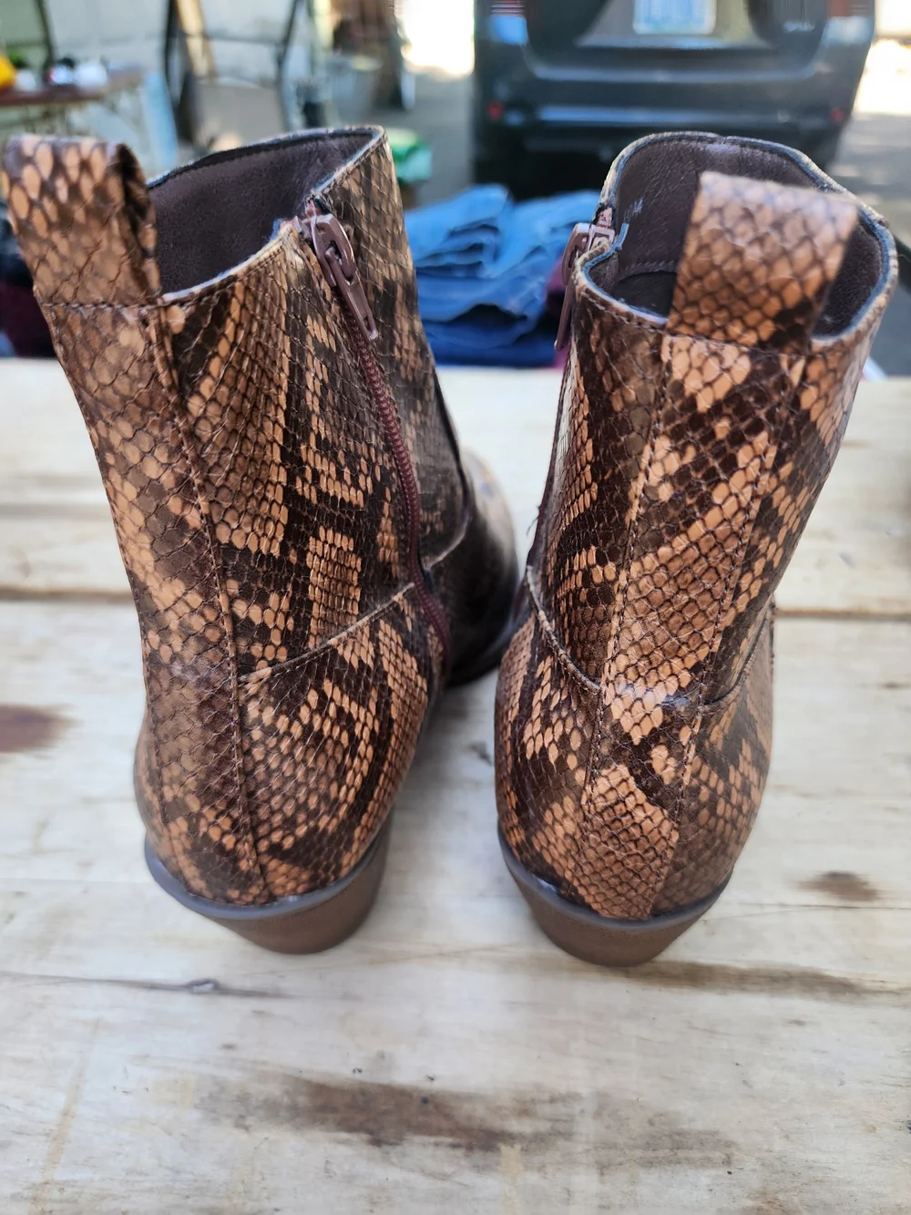 Women's Snake-Print Ankle Boots - Brown